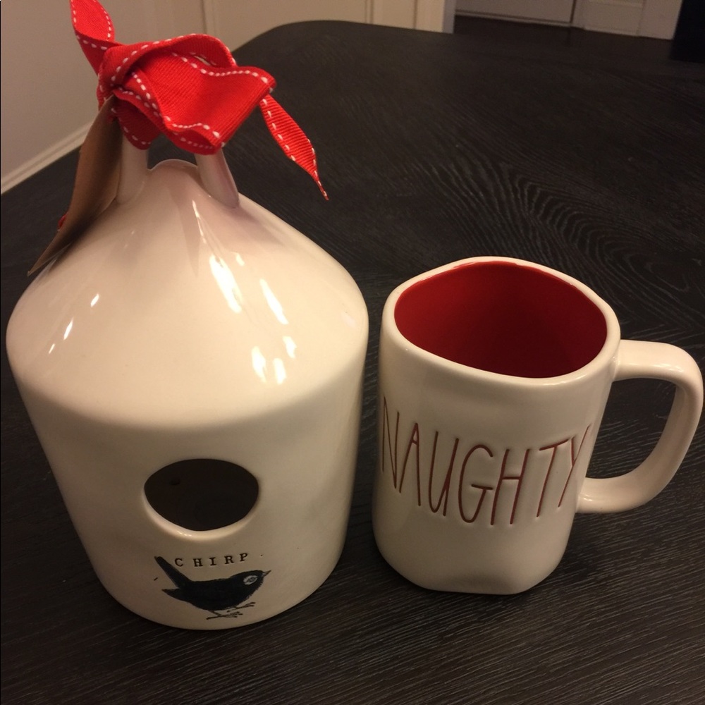 Authentic Rae Dunn “Bird House & Naughty/Nice Mug.